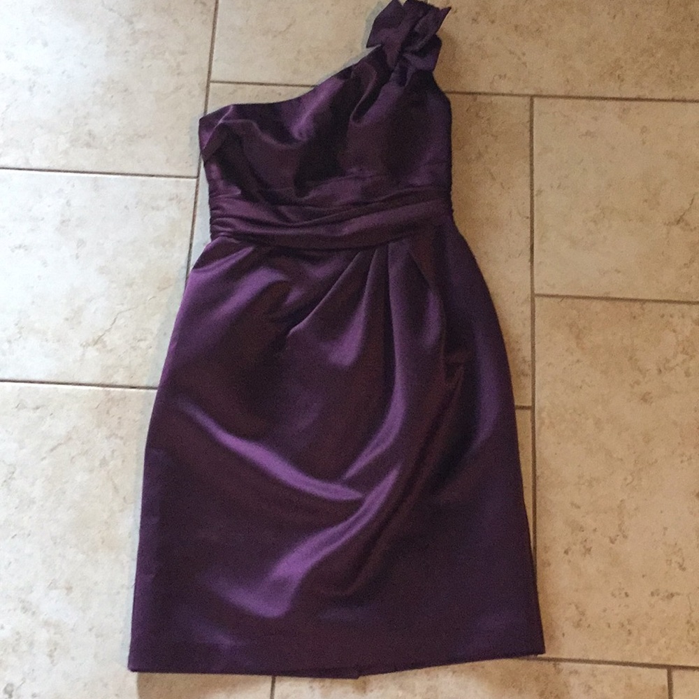 Satin One Shoulder Dress with Ruching